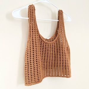 Open knit cropped tank, size small